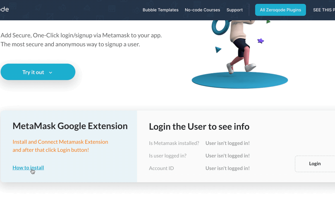 Login with Metamask Plugin For Bubble preview