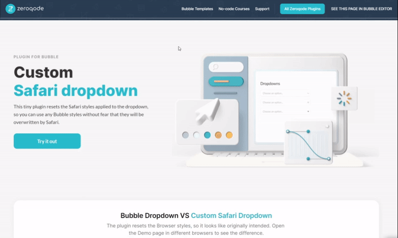 Custom Safari Dropdown Plugin for Bubble preview